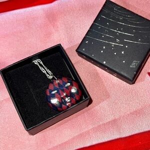 Harlequin Mask Hand Sculpted and Painted Polymer Clay Necklace 925 Silver Chain